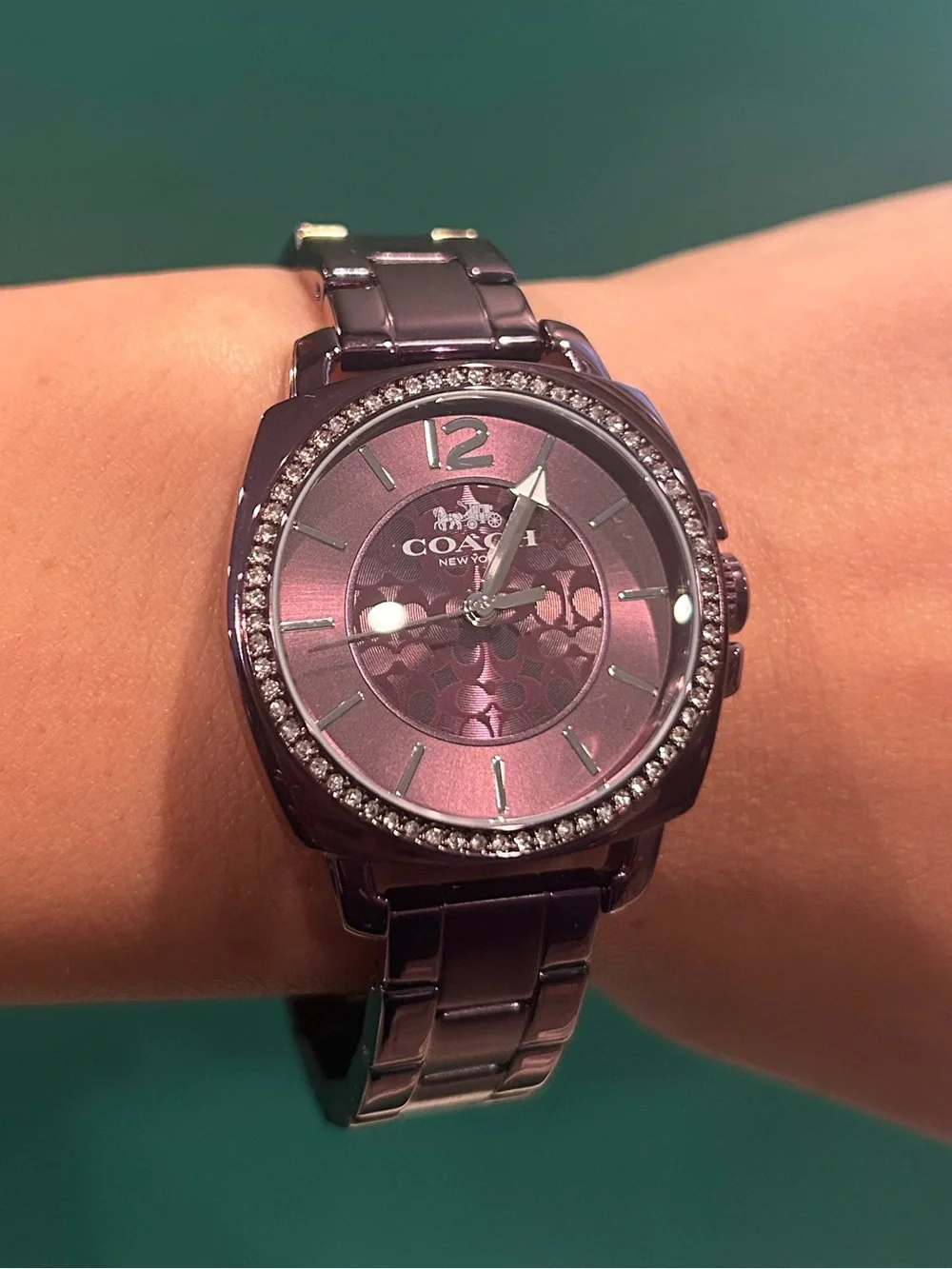 Coach Women's BRAND NEW Purple Diamond Accent Stainless Steel Bracelet Watch